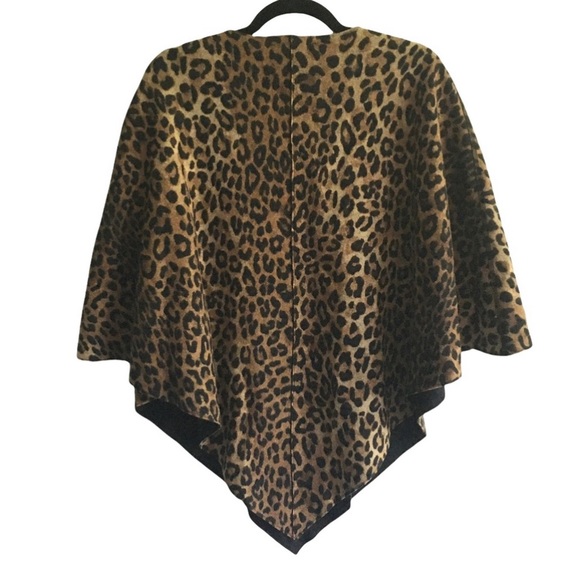 JONES NEW YORK Leopard Print Wool Poncho Cape O/S - Picture 4 of 6
